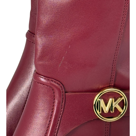 NEW MICHAEL KORS MULBERRY RED CARMEN RIDING TALL LOGO BOOTS SIZE 6.5 - Picture 7 of 8